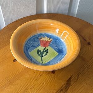 Emerald Collection Orange and Blue 8” Ceramic Bowl